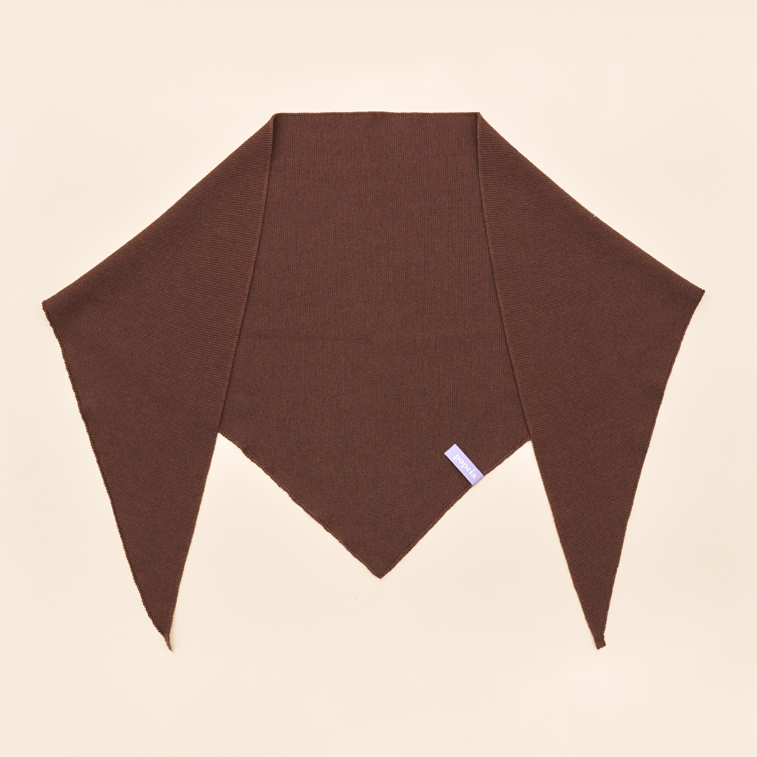 Merino Wool Triangle Scarf in Dark Brown