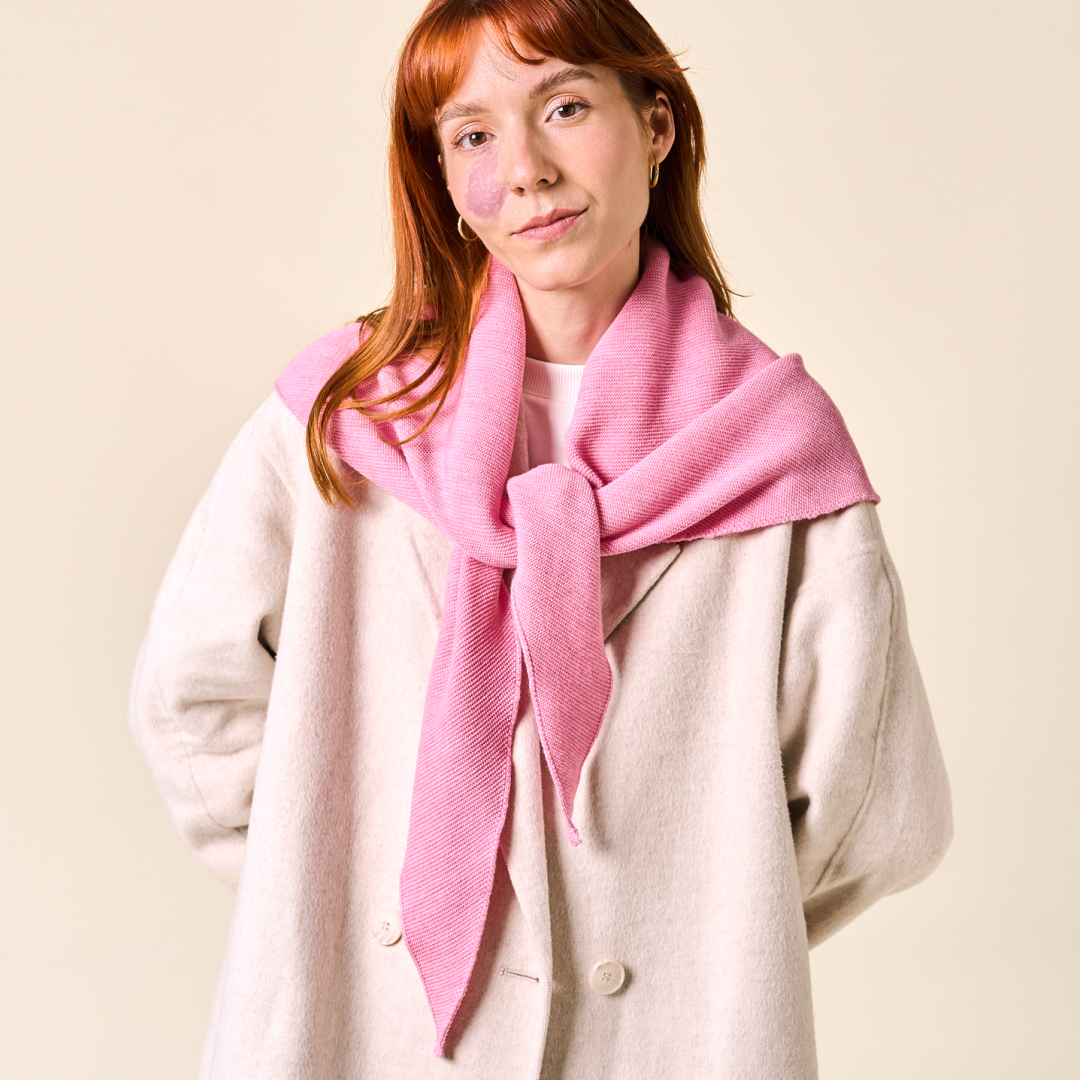 Dreiecks-Schal aus Merinowolle in Pink