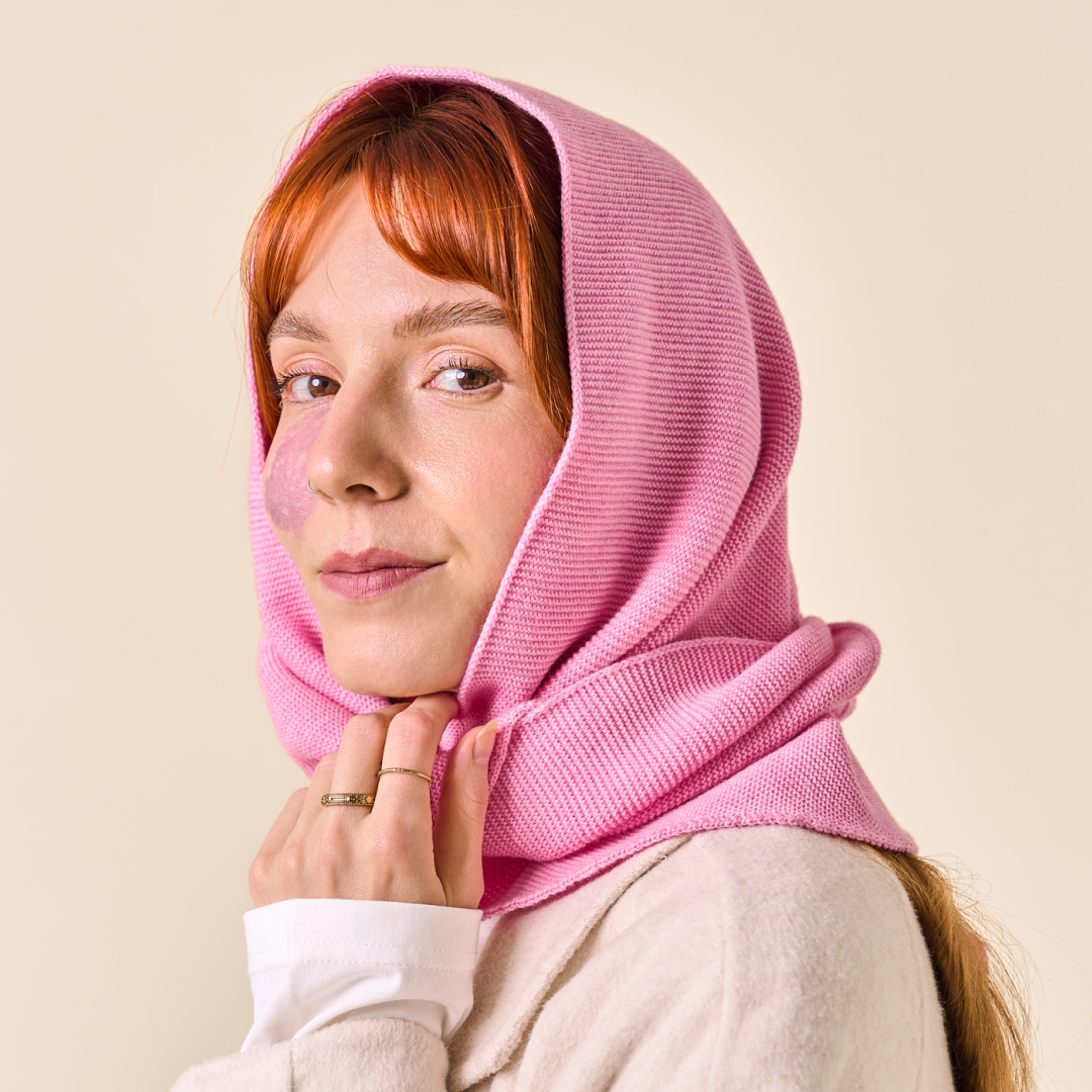 Dreiecks-Schal aus Merinowolle in Pink