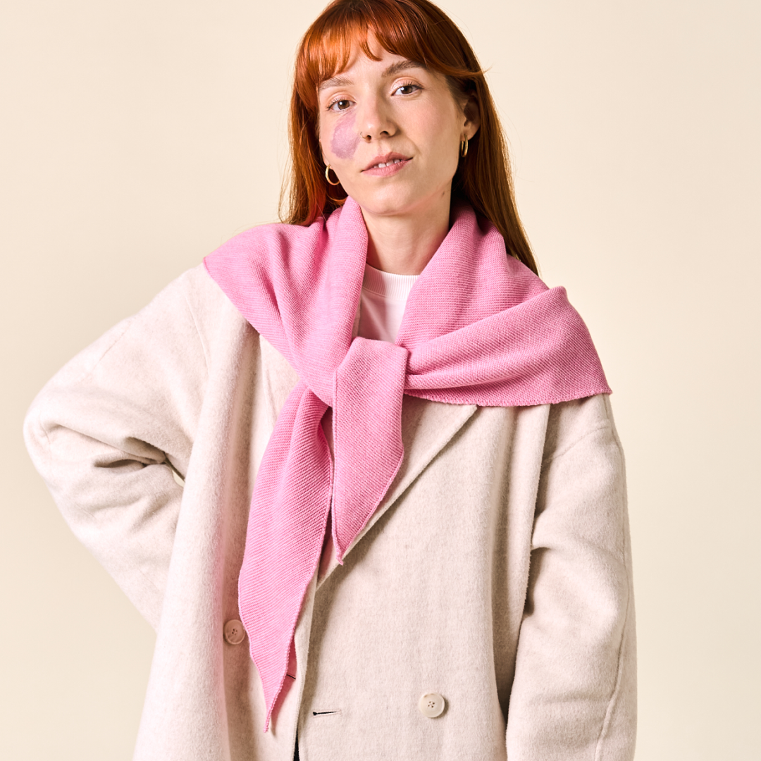 Dreiecks-Schal aus Merinowolle in Pink