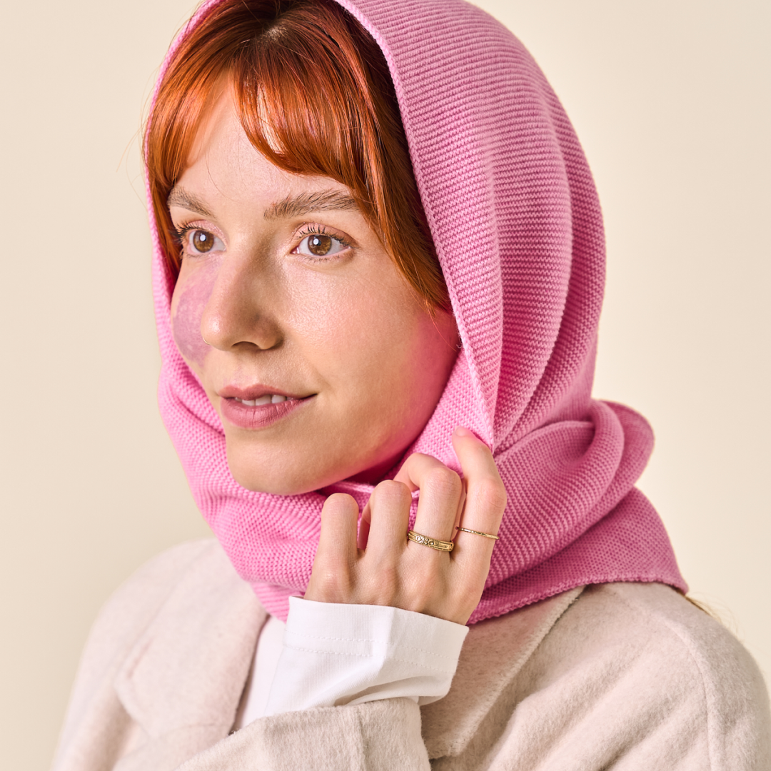Dreiecks-Schal aus Merinowolle in Pink