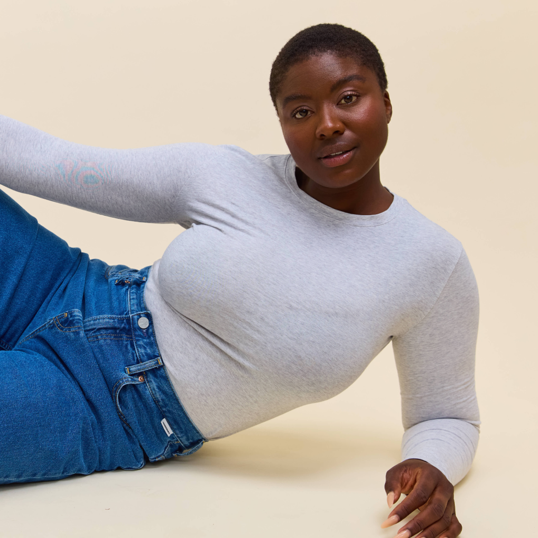 ‍Tight Langarmshirt aus Bio-Baumwolle in Grau (100% off)