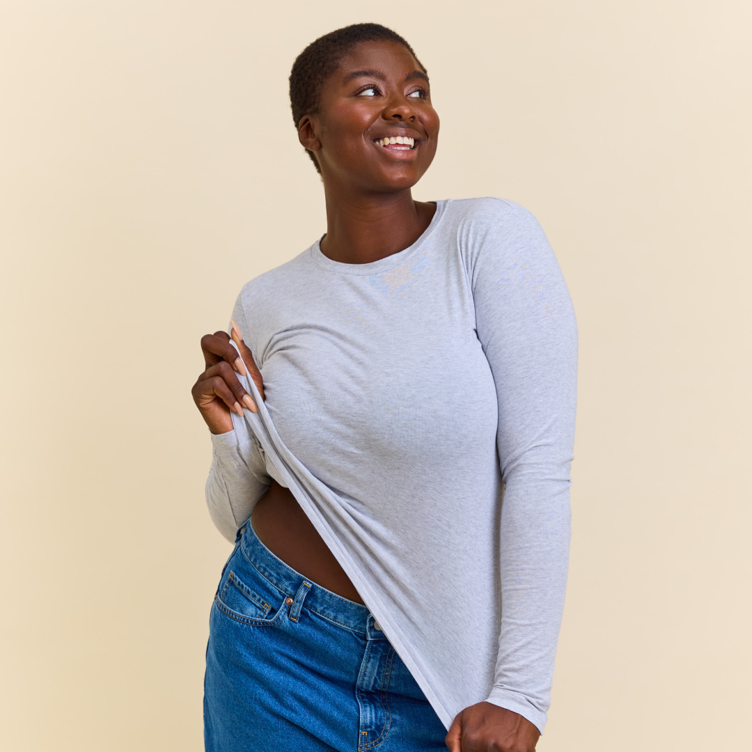 Tight Organic Cotton Long Sleeve Shirt in Grey