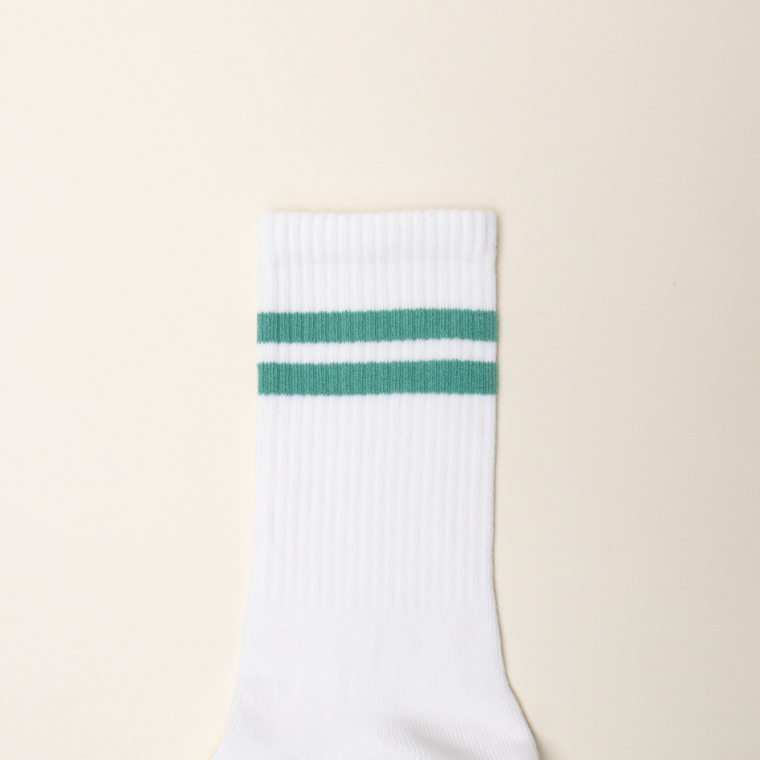 The Tennis - Organic Cotton Socks with Green Stripes