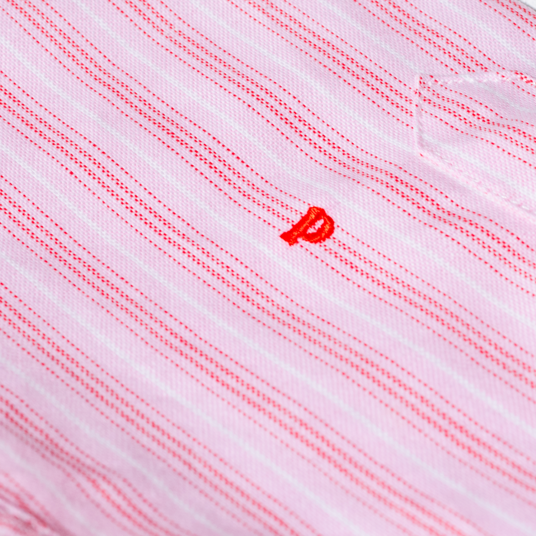 Hemdbluse Set Gestreift in Pink/Rot