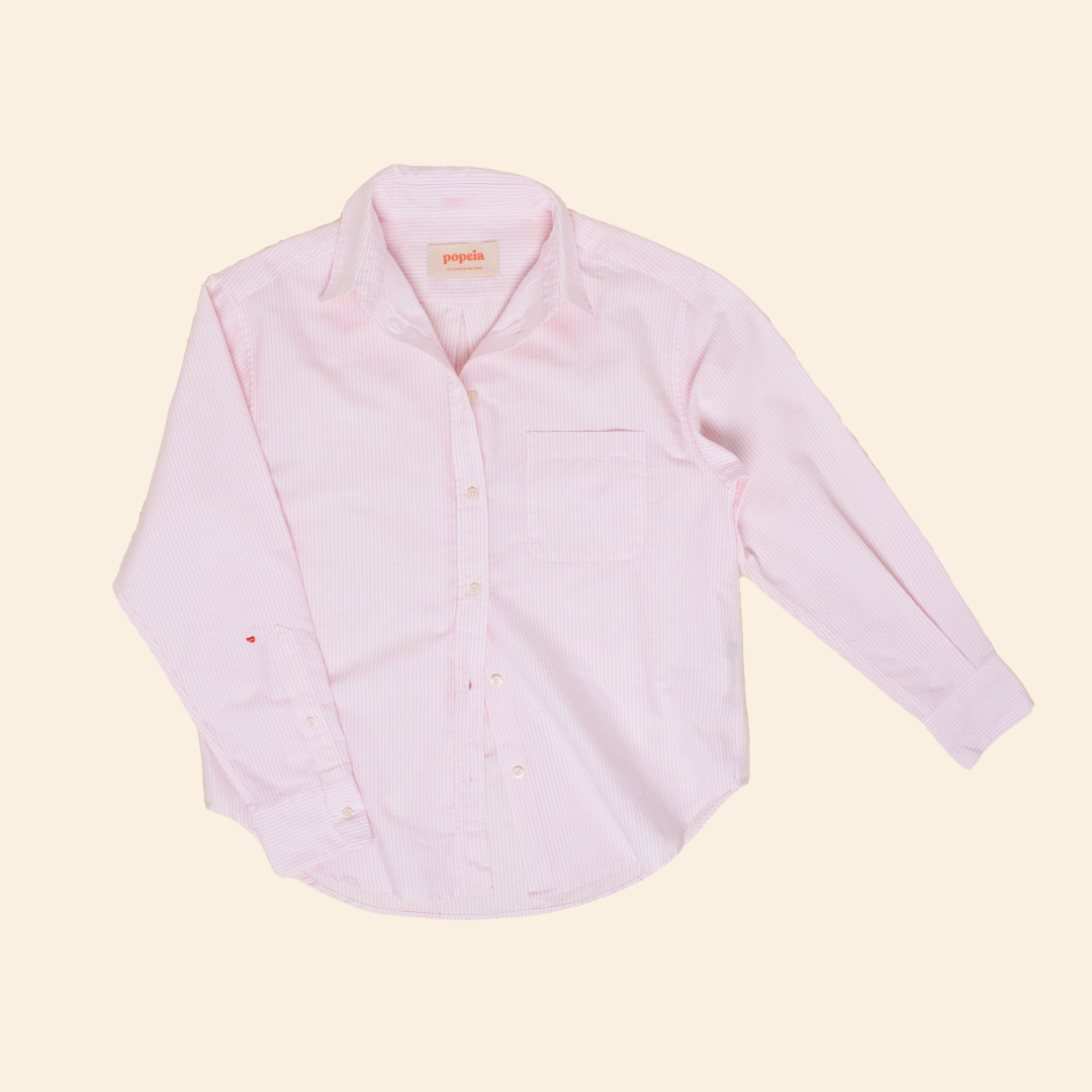 Hemdbluse Gestreift aus Bio-Baumwolle in Pink/Weiß