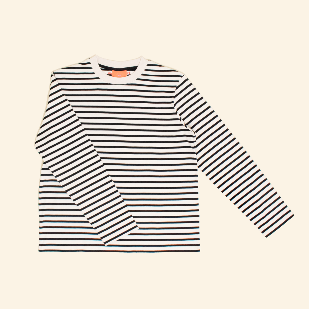 ‍Langarmshirt Gestreift aus Bio-Baumwolle in Schwarz/Off-White (100% off)