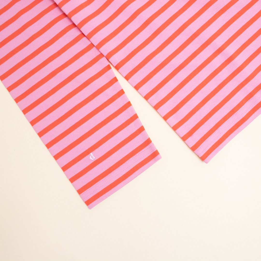 Organic Cotton Longsleeve Shirt (Striped) in Pink/Red
