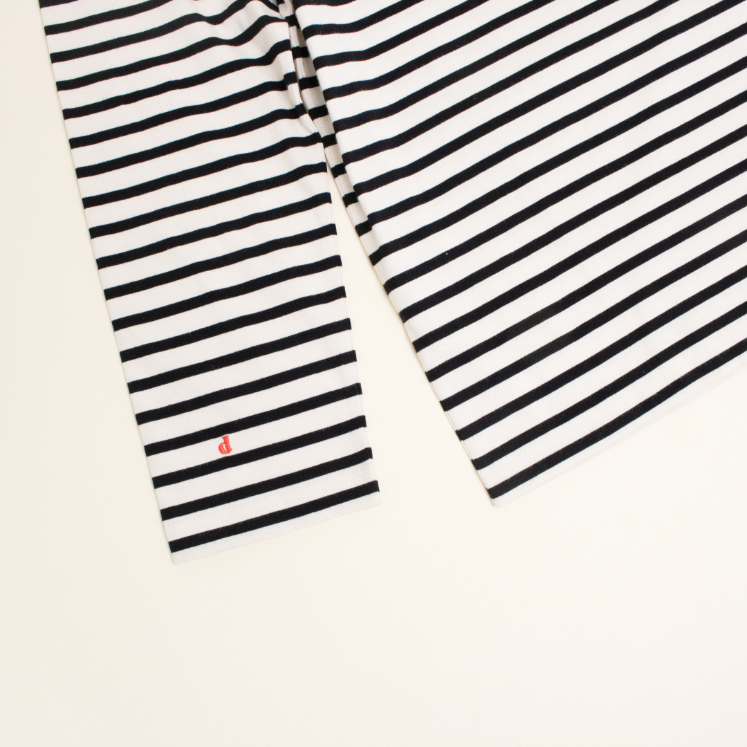 Organic Cotton Longsleeve Shirt (Striped) in Black/White