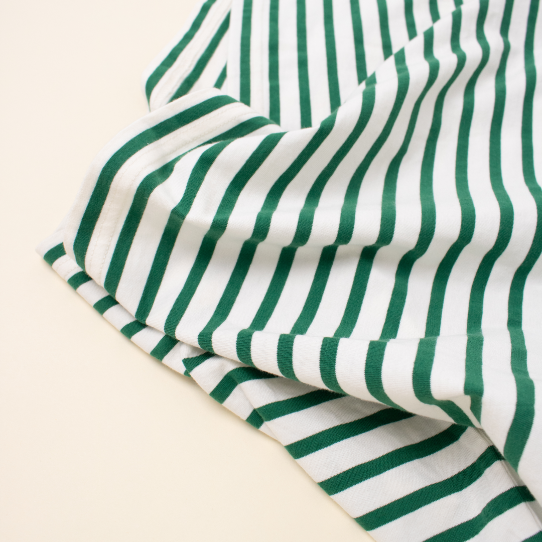 Striped Long Sleeve Shirt Set in Green/White