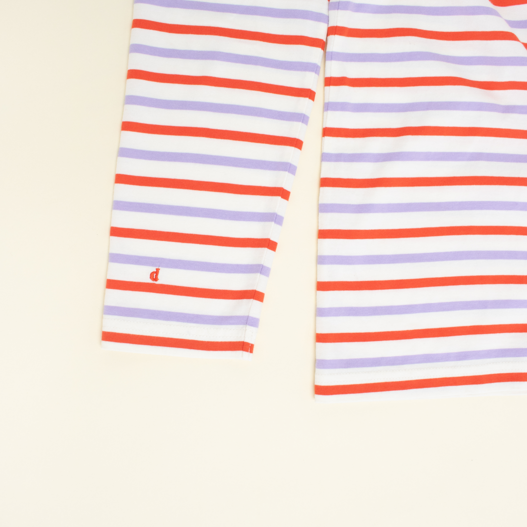 Striped Long Sleeve Shirt Set in Lilac/Red/White