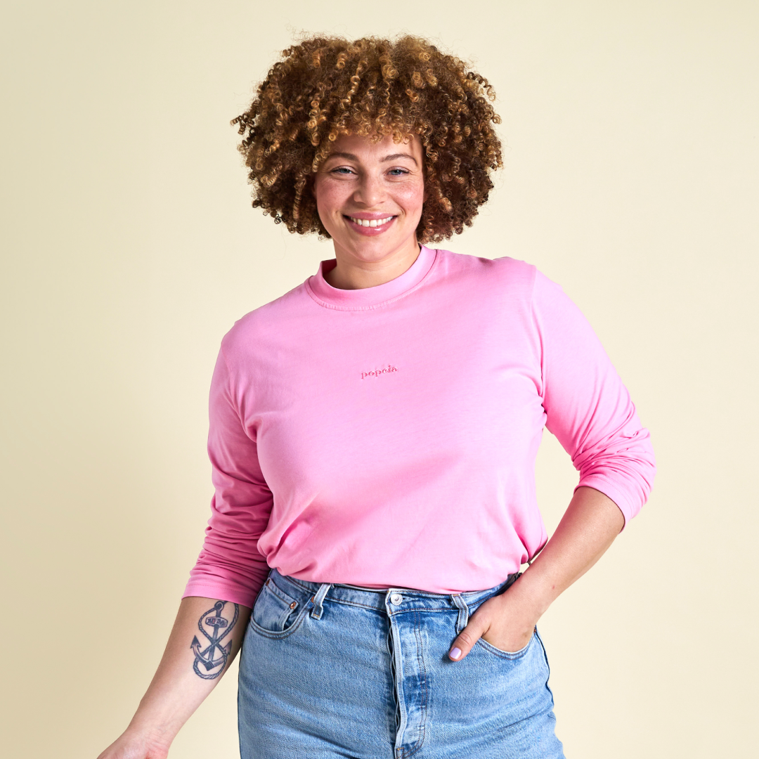 Langarmshirt aus Bio-Baumwolle in Pink