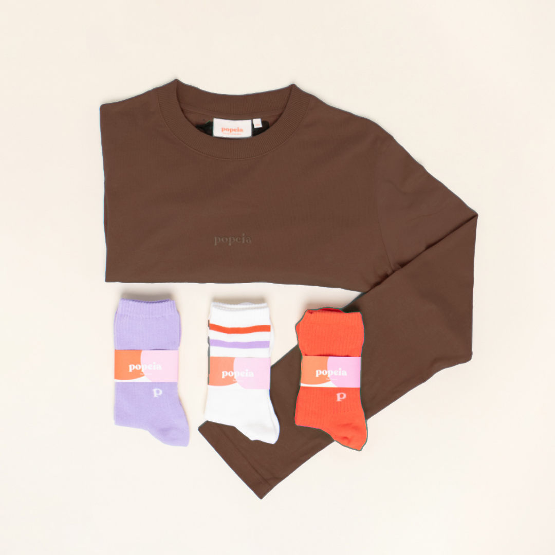 Long Sleeve Shirt Set in Dark Brown