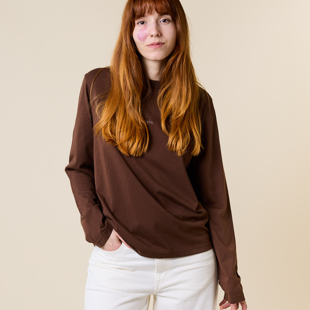 Organic Cotton Long Sleeve Shirt in Dark Brown