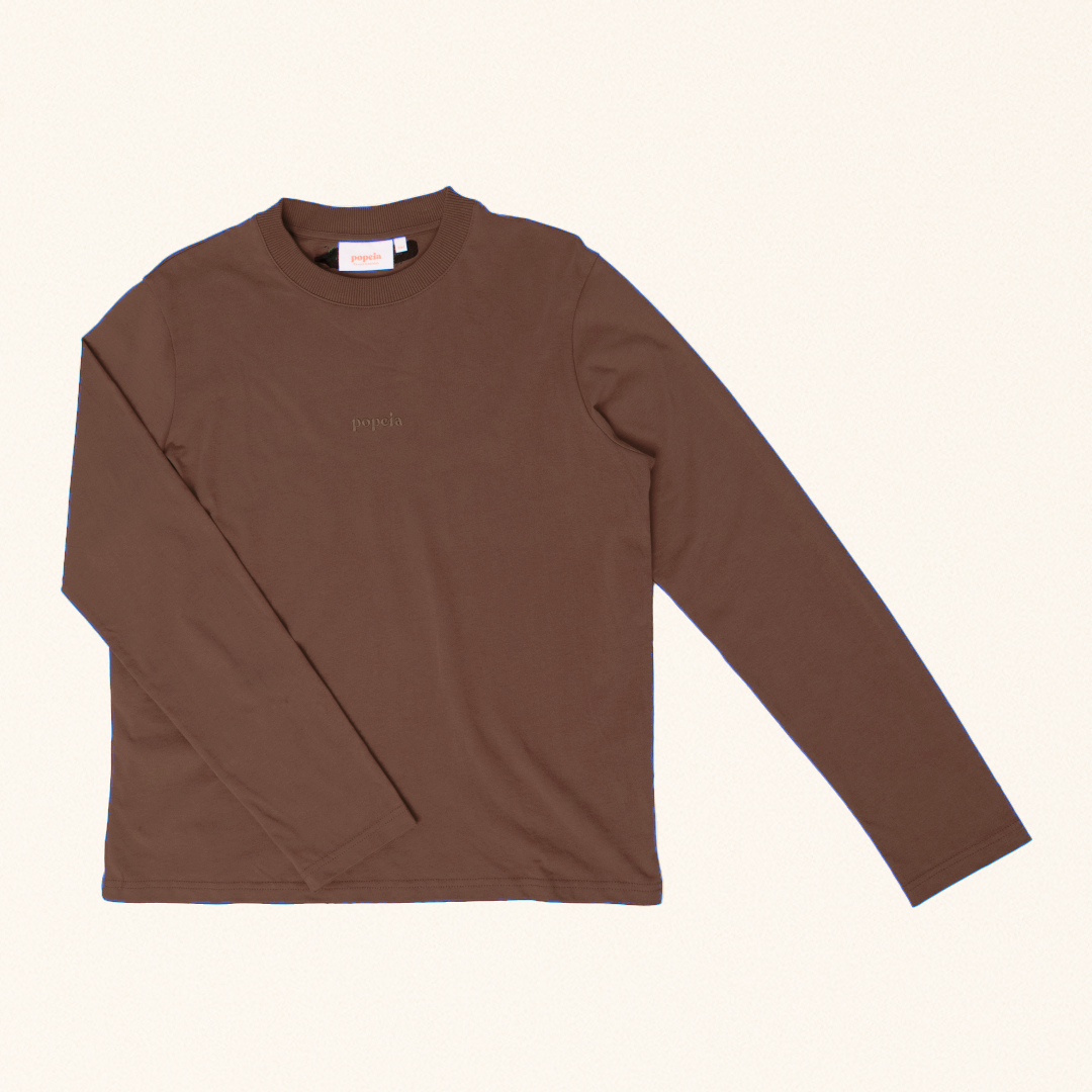 Organic Cotton Long Sleeve Shirt in Dark Brown