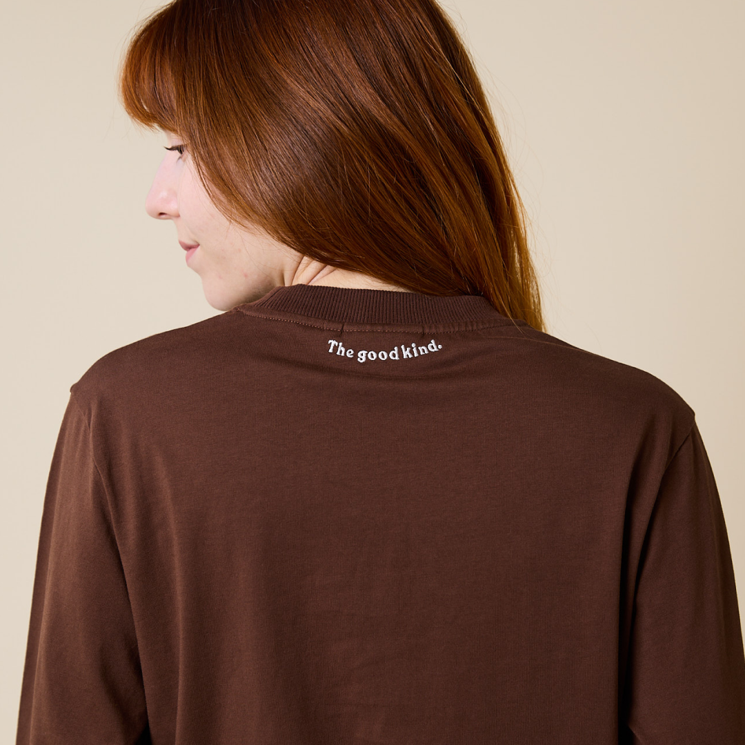 Organic Cotton Long Sleeve Shirt in Dark Brown