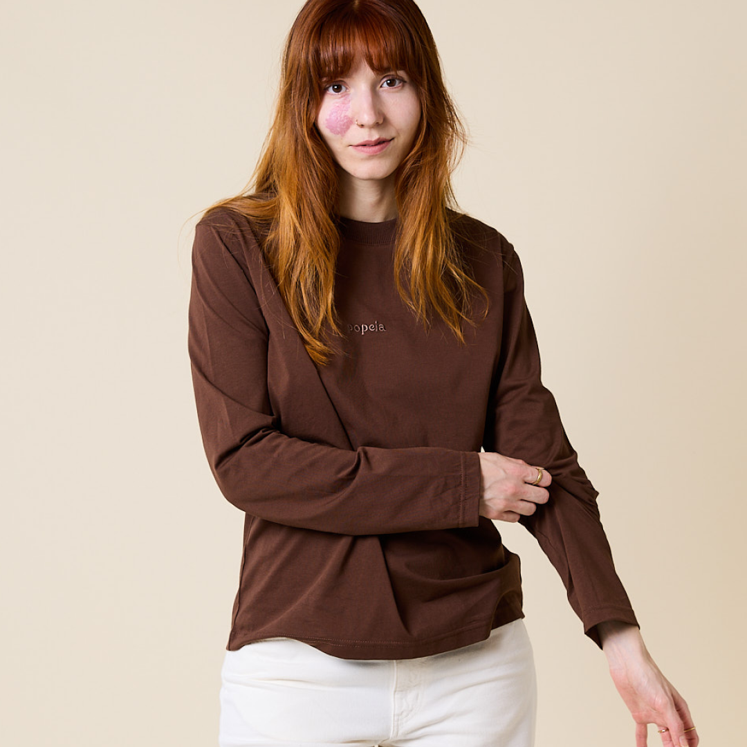 Organic Cotton Long Sleeve Shirt in Dark Brown