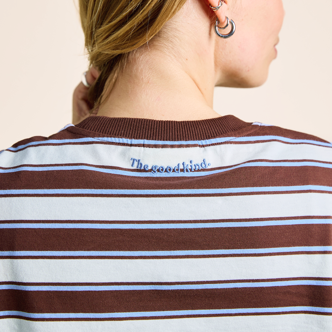 Langarmshirt Gestreift aus Bio-Baumwolle in Braun/Hellblau