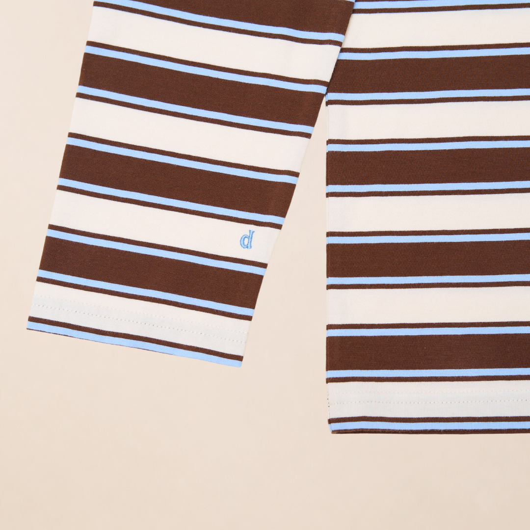 Langarmshirt Gestreift aus Bio-Baumwolle in Braun/Hellblau