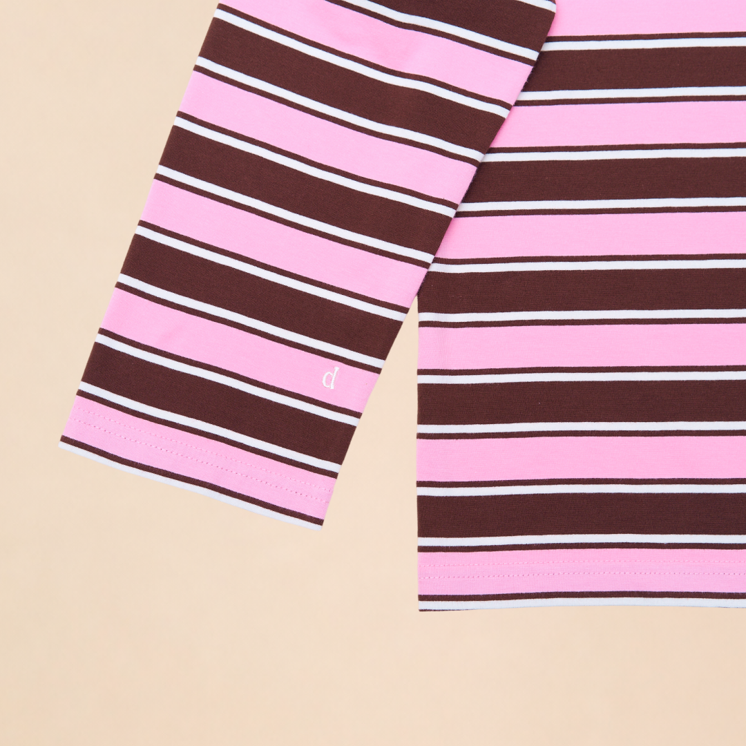 Langarmshirt Gestreift aus Bio-Baumwolle in Braun/Pink