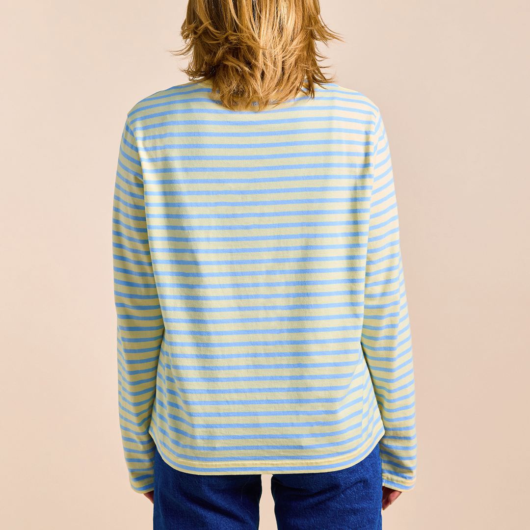 Langarmshirt Gestreift aus Bio-Baumwolle in Gelb/Hellblau