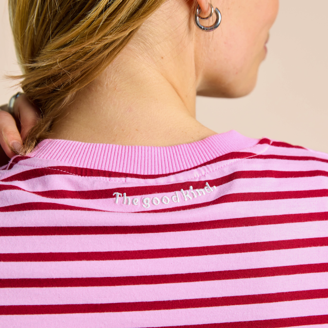 Langarmshirt Gestreift aus Bio-Baumwolle in Pink/Bordeaux
