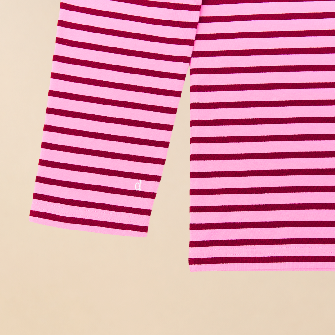 Langarmshirt Gestreift aus Bio-Baumwolle in Pink/Bordeaux