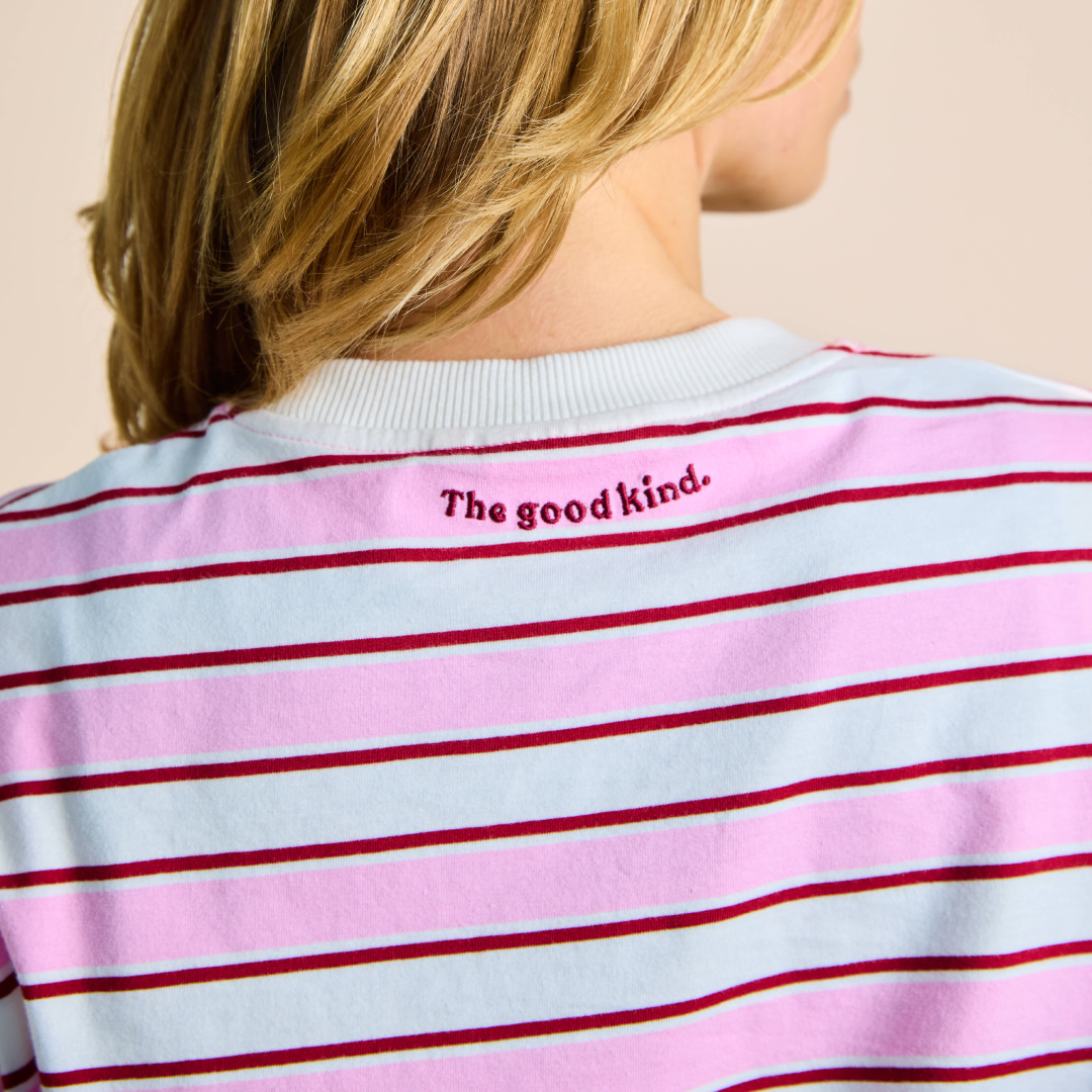 Langarmshirt Gestreift aus Bio-Baumwolle in Weiß/Pink