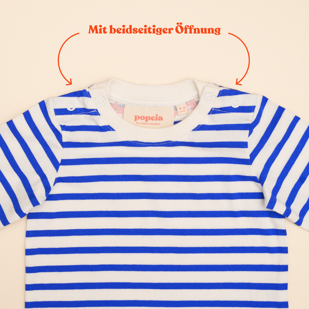 Baby Langarmshirt Gestreift aus Bio-Baumwolle in Königsblau/Off-White