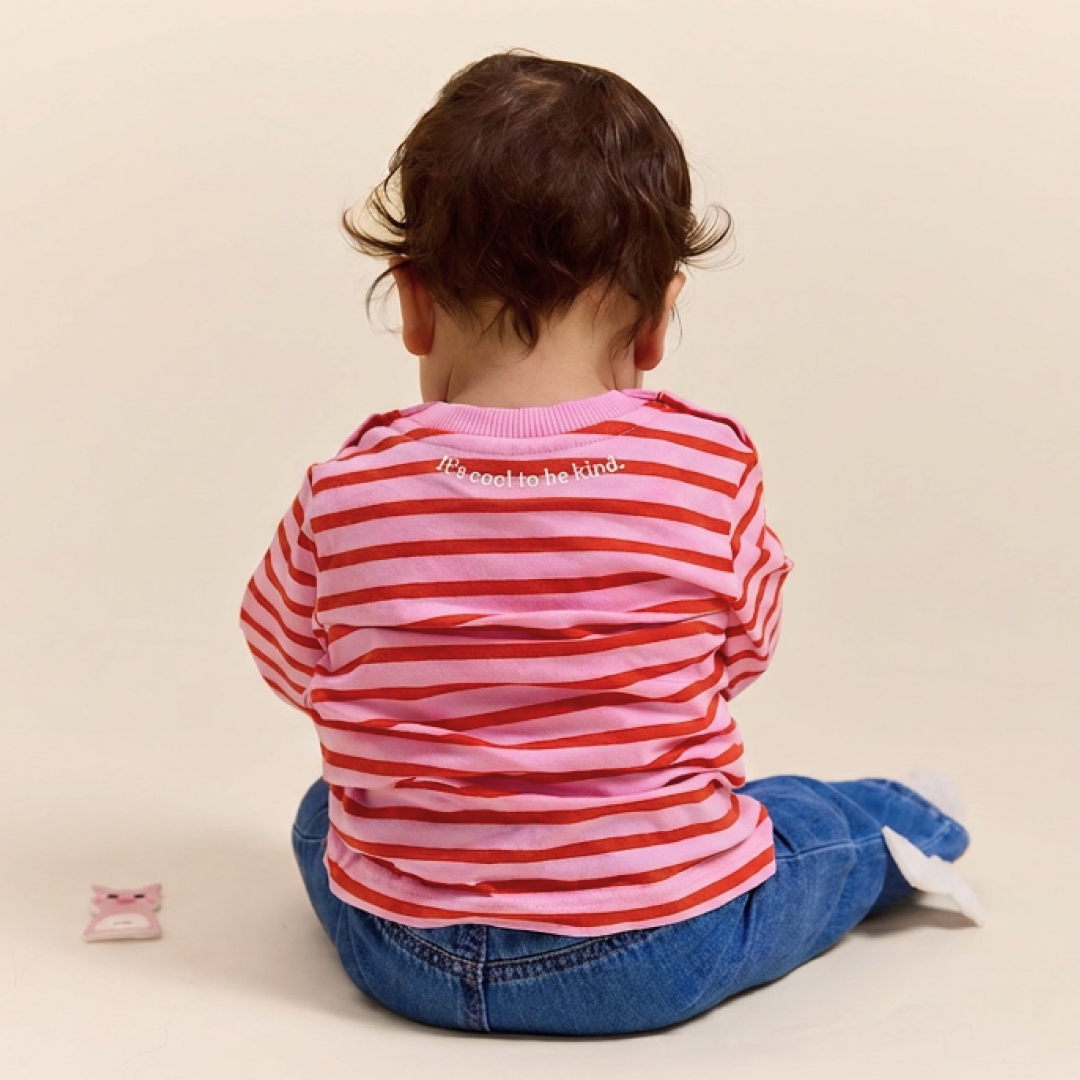 Baby Langarmshirt Gestreift aus Bio-Baumwolle in Pink/Rot