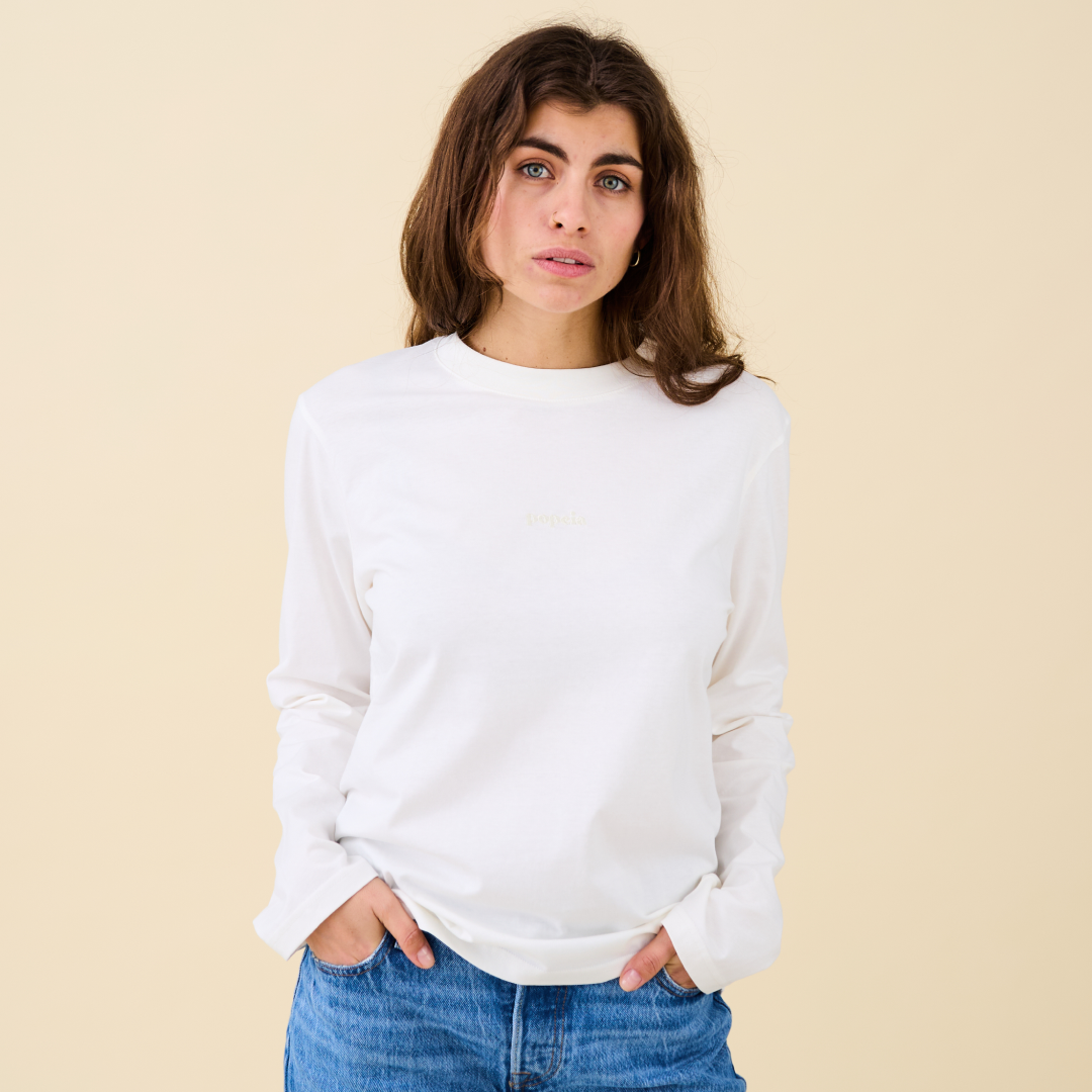 ‍Langarmshirt aus Bio-Baumwolle in Off-White (100% off)