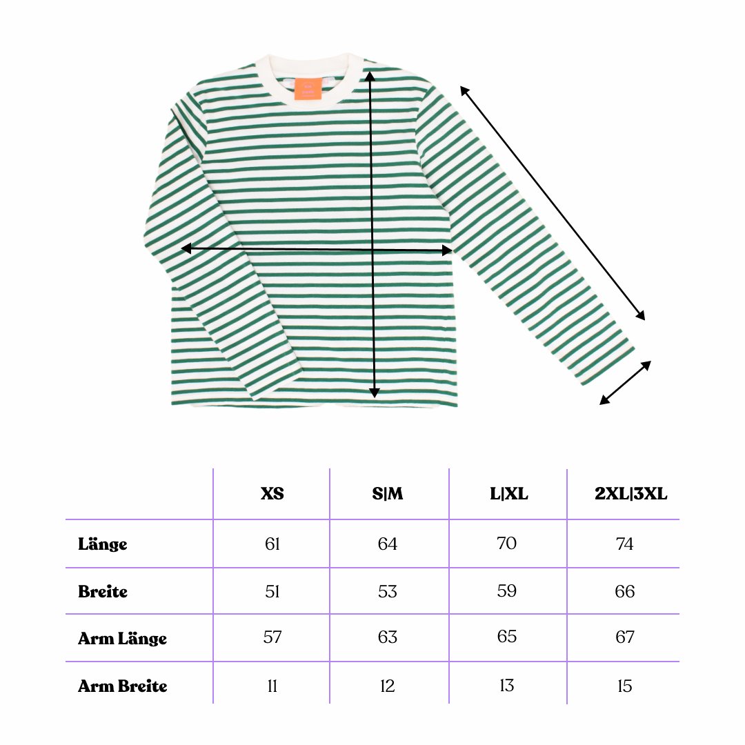 Organic Cotton Long Sleeve Shirt (Striped) in Green/White