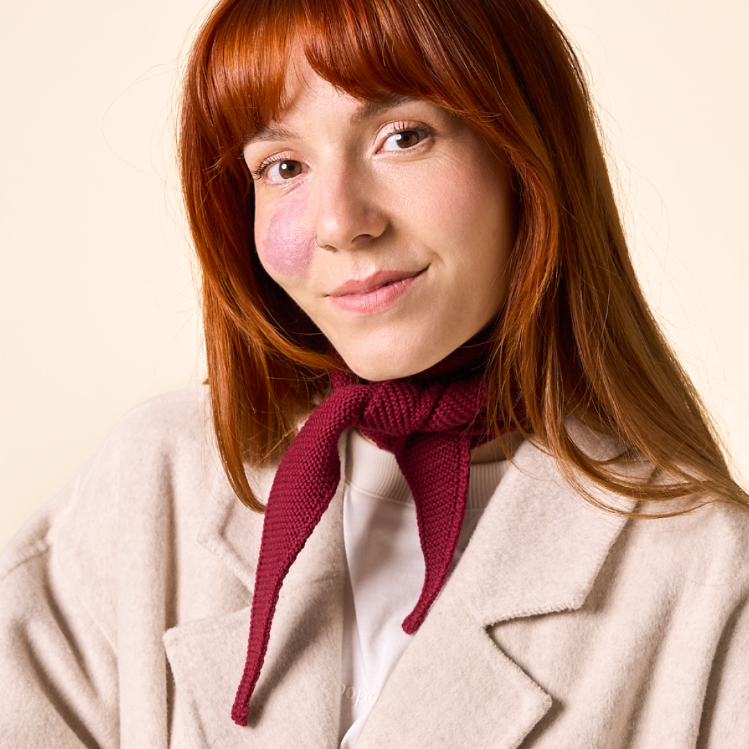 Merino Wool Mini Scarf in Bordeaux