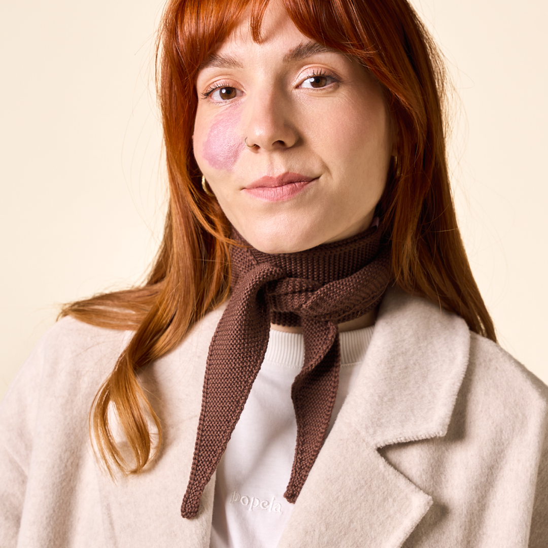 Merino Wool Mini Scarf in Dark Brown