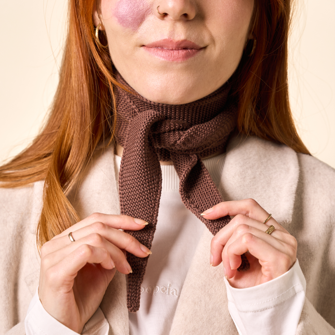 Merino Wool Mini Scarf in Dark Brown