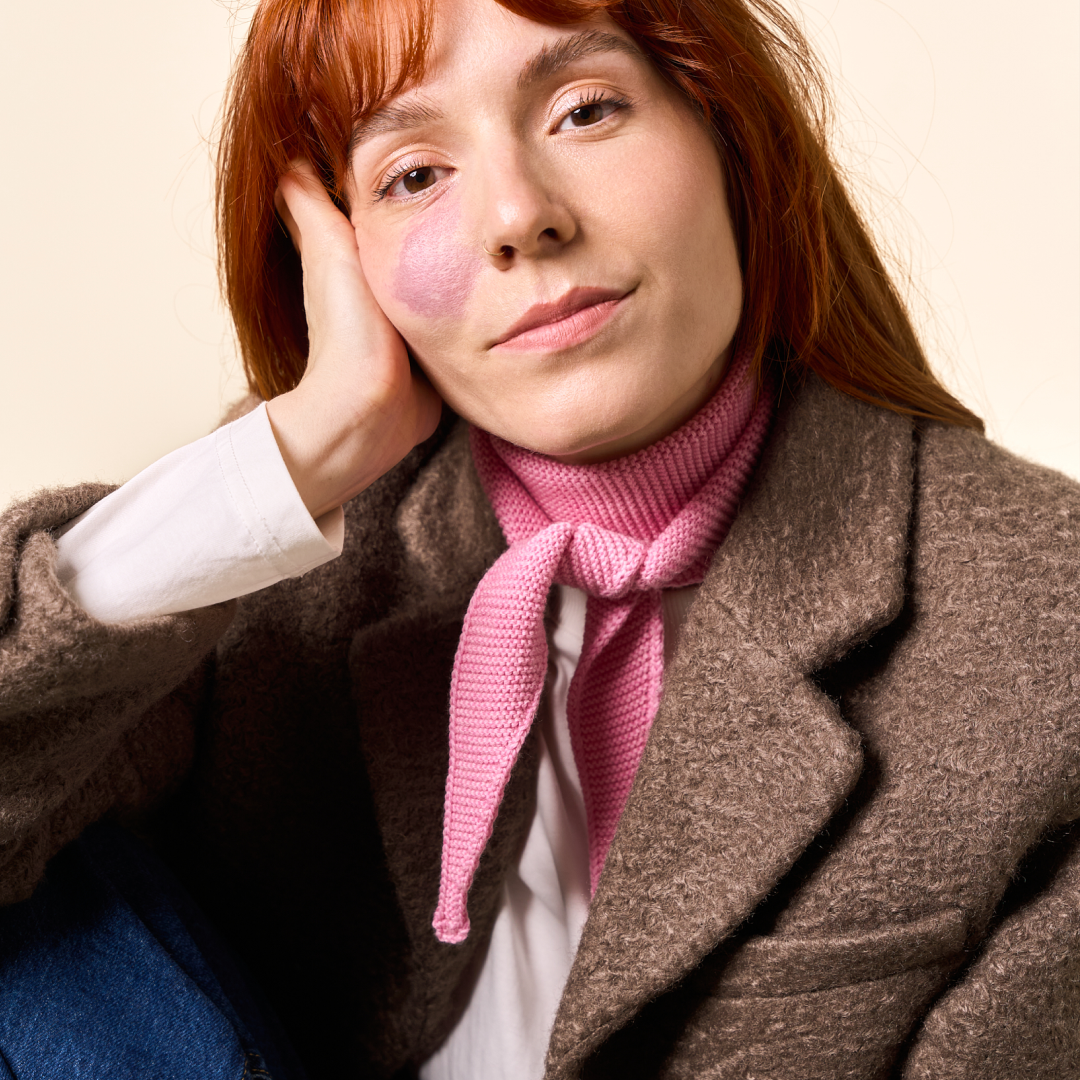 Merino Wool Mini Scarf in Pink