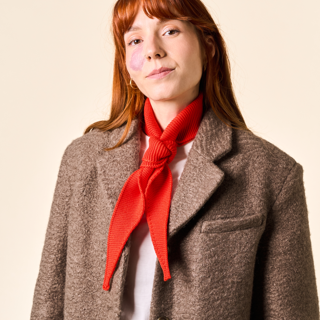 Merino Wool Mini Scarf in Red