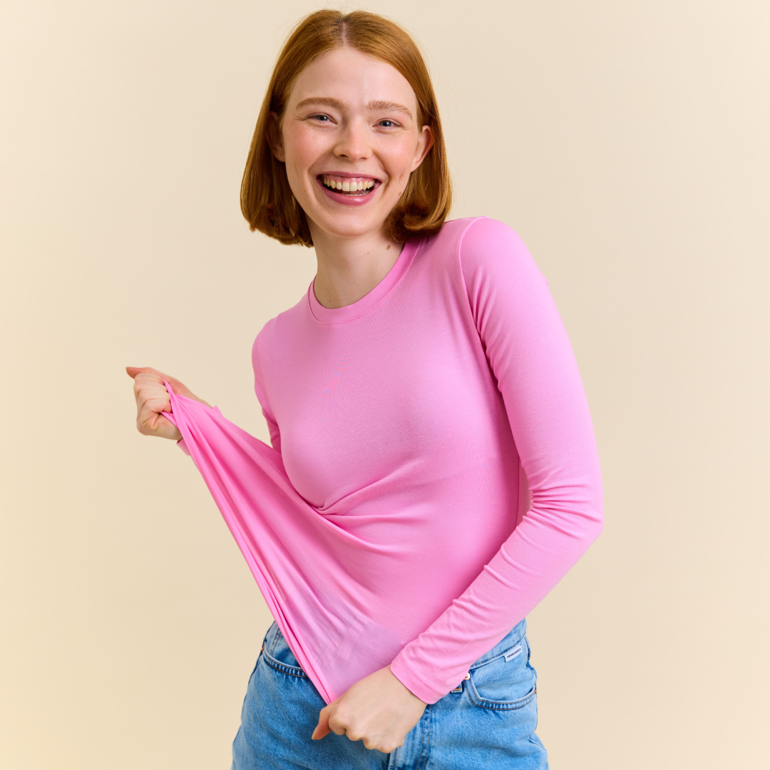 Tight Organic Cotton Long Sleeve Shirt in Pink