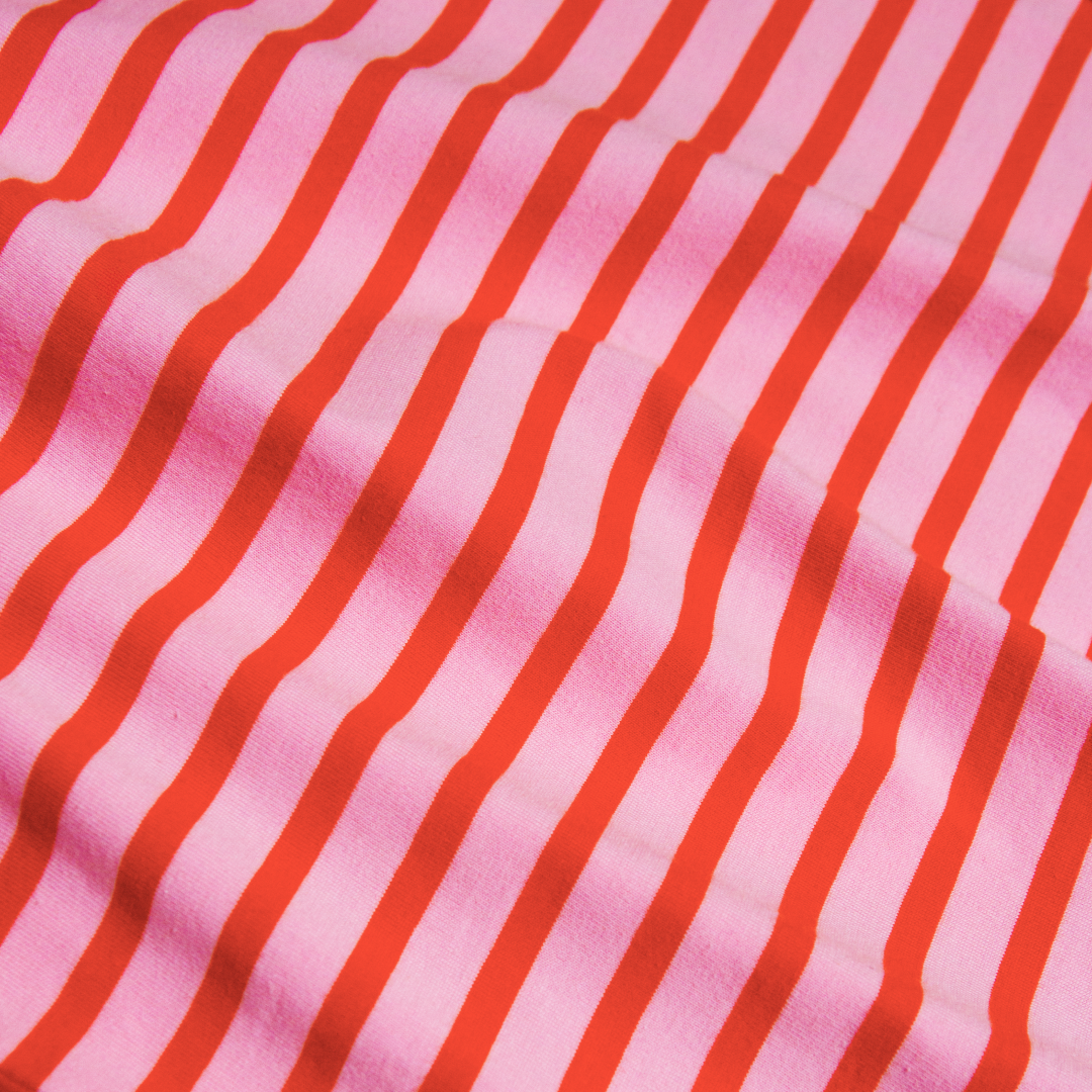 Poloshirt Gestreift aus Bio-Baumwolle in Pink/Rot