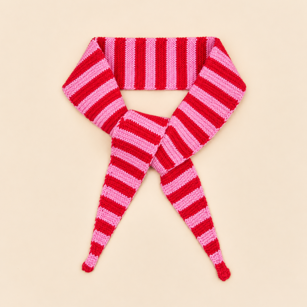Merino Wool Mini Scarf in Pink/Red