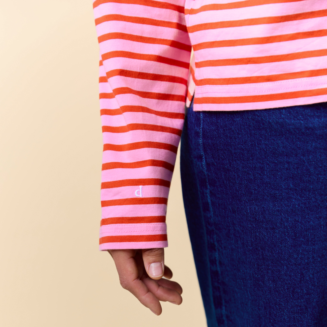 Poloshirt Gestreift im Set in Pink/Rot