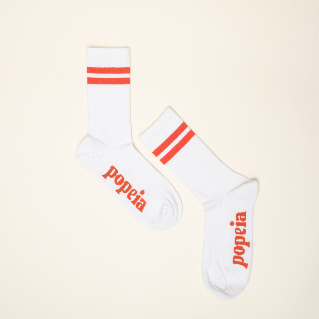 The Tennis - Socken aus Bio-Baumwolle mit Roten Streifen