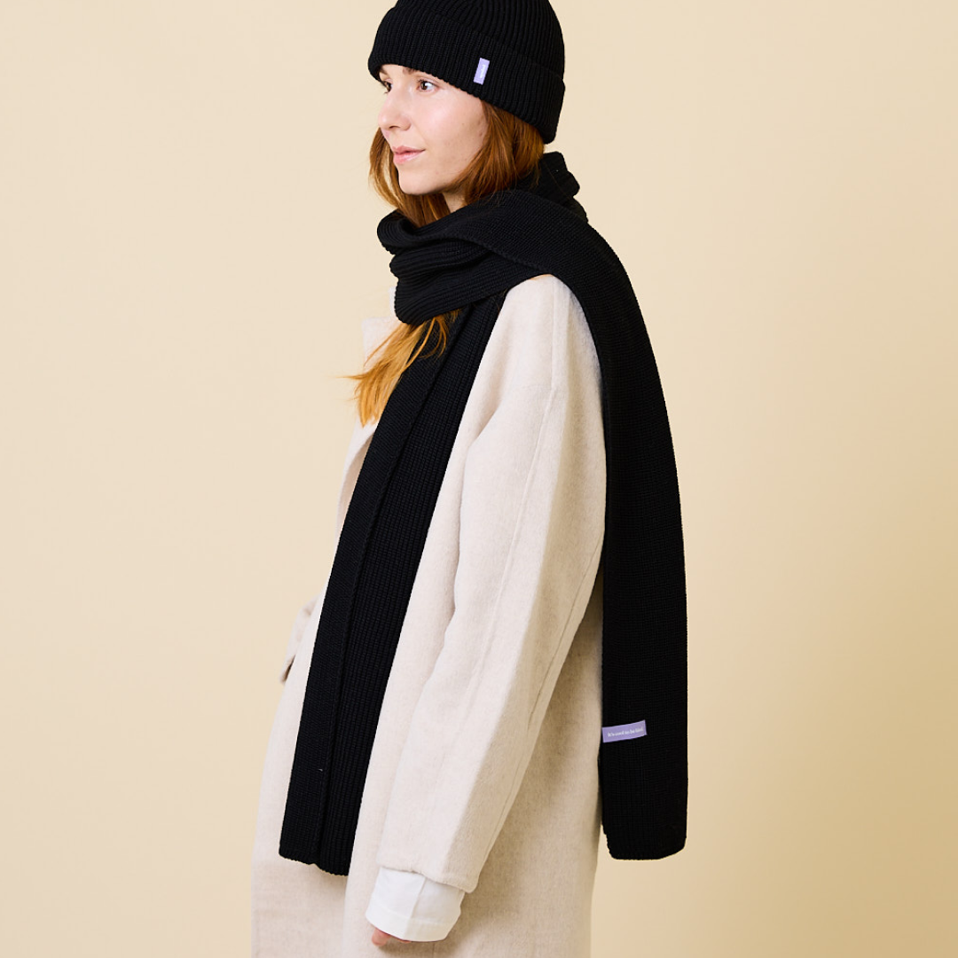 Merino Wool Scarf - Black