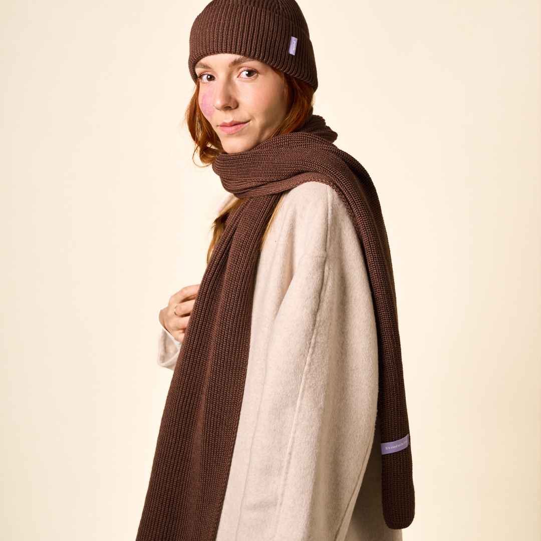 Beanie & Scarf Set - Dark Brown