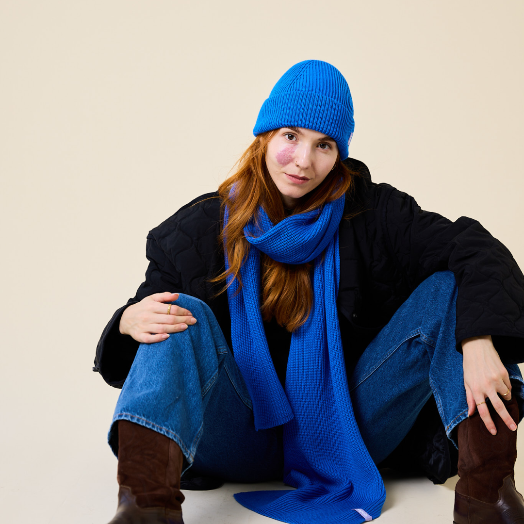 Beanie & Schal im Set - Blau