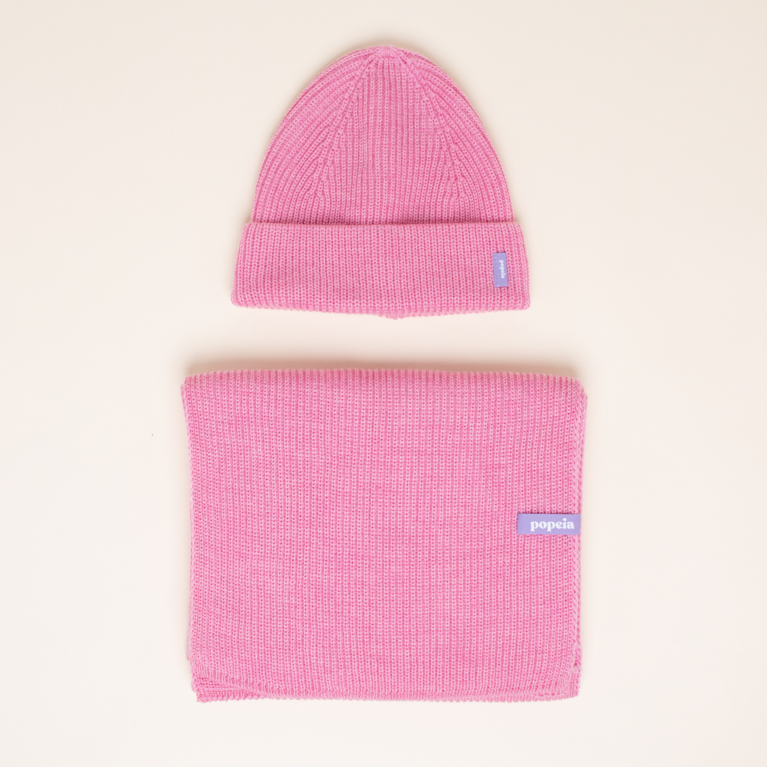 Beanie & Scarf Set - Pink