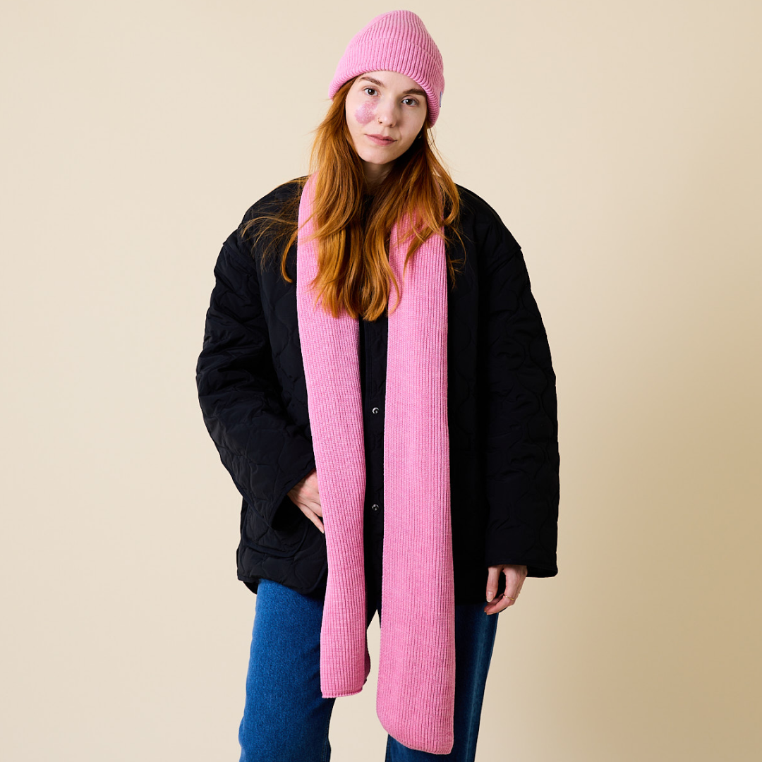 Beanie & Schal im Set - Pink