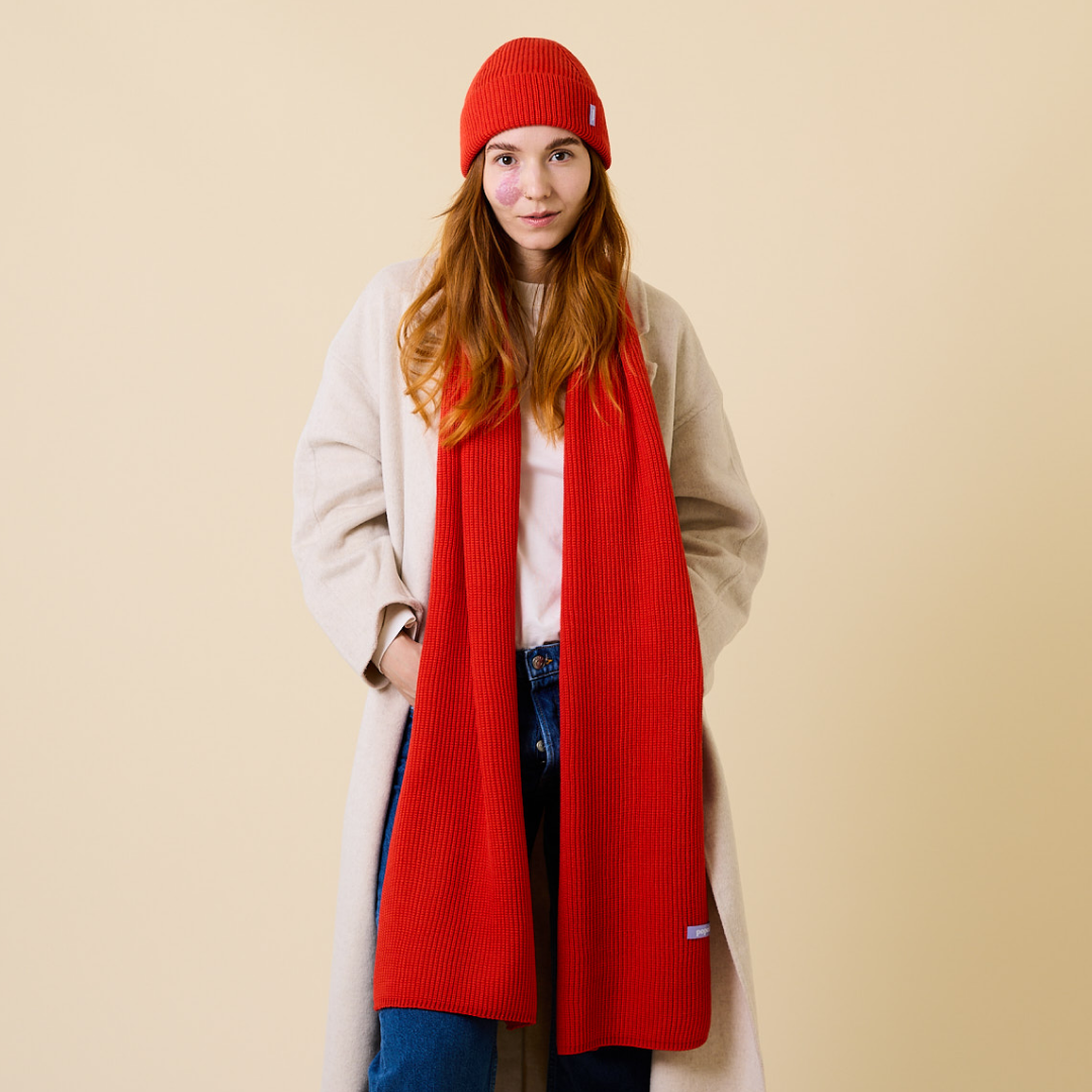 Beanie & Scarf Set - Popeia Red