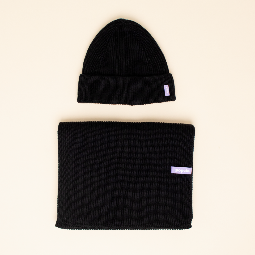 Beanie & Scarf Set - Black