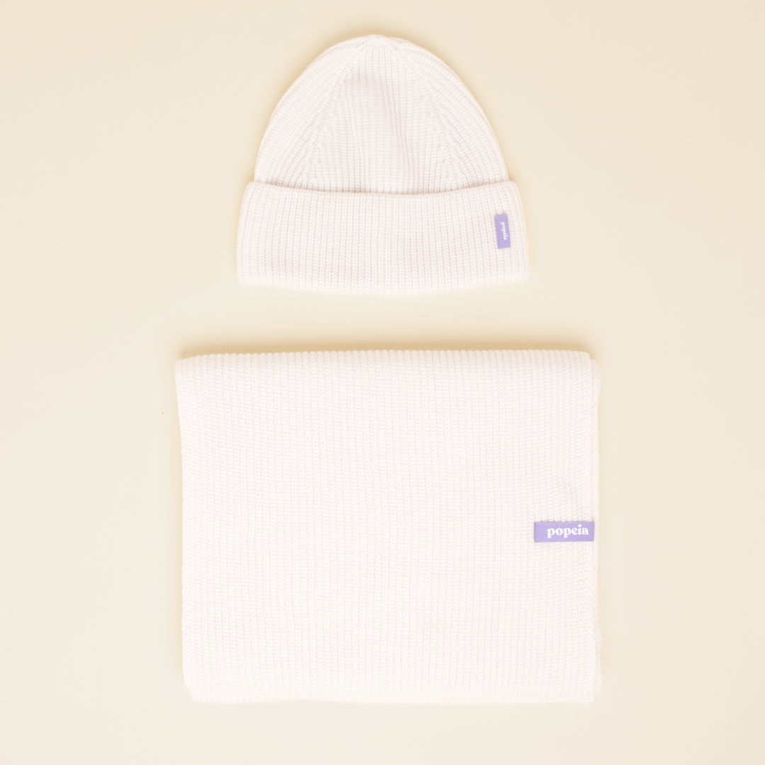 Beanie & Scarf Set - White